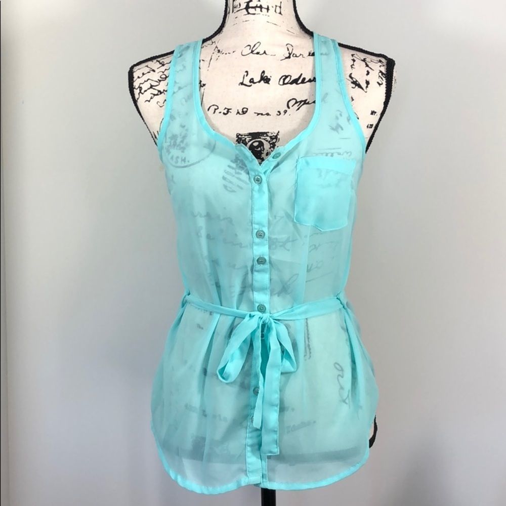 Sheer Sea Foam Green Racerback Tank
